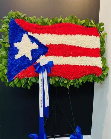 Puerto Rican Sympathy Flag Tribute Flower Arrangement