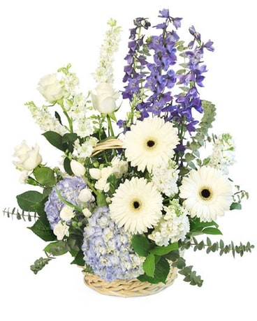 Adorable Blue Bundles Of Joy Flower Arrangement