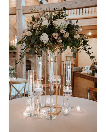 Table Gold Riser Arrangement Wedding Arrangement