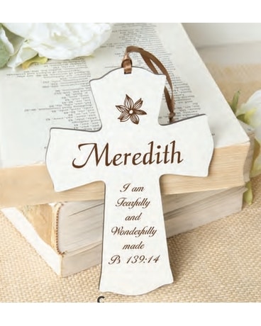Engraved Mini Cross Flower Arrangement