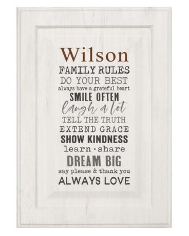 Family Rules Cabinet Door In Alexandria Mn Broadway Floral