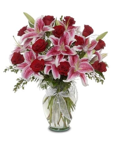 Stargazers and Roses Flower Arrangement