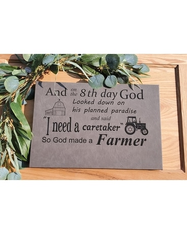Faux Leather Sign- God Made a Farmer 12 x 18