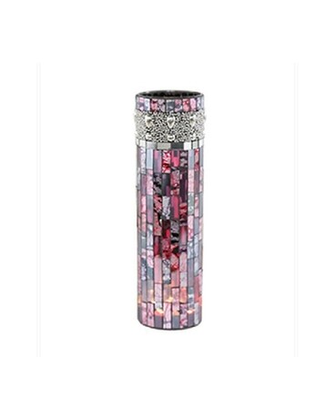 BEADED MOSAIC LED LIT VASE- PINK/PURPLE