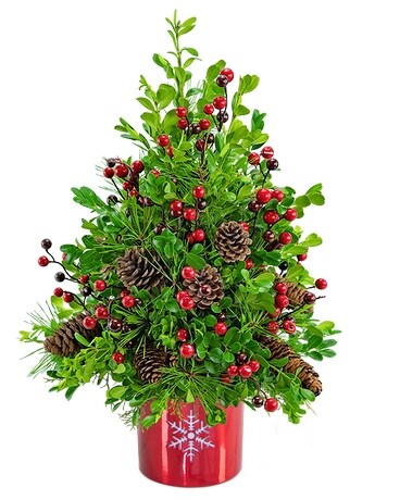 Adorned Boxwood Tree Flower Arrangement