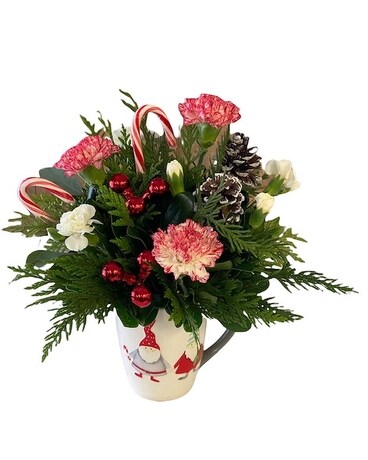 Gnome for the Holidays Flower Arrangement