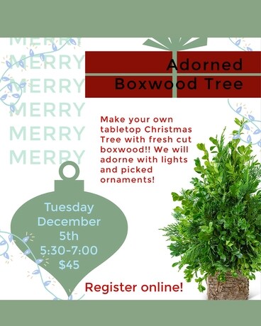 Adorned Boxwood Tree Workshop Custom product