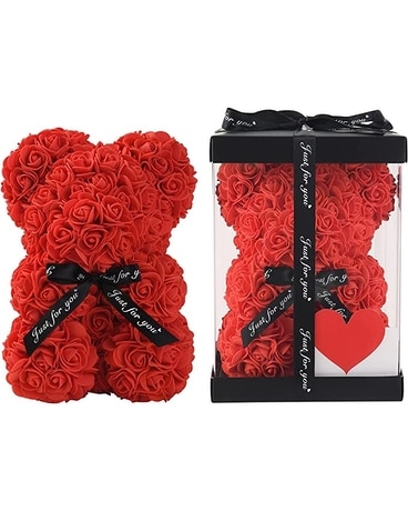 Artificial Flowers Rose Bear 16 inch Flower Arrangement