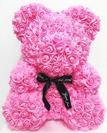 Pink Romantic Bear Flower Arrangement