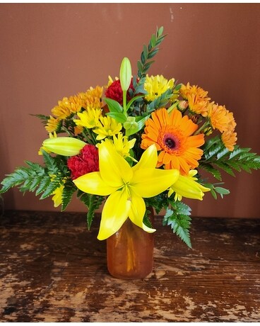 Glowing Fall Flower Arrangement