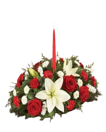 Traditional Christmas Centerpiece Flower Arrangement