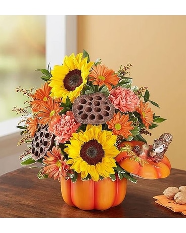 Pumpkin N' Posies Flower Arrangement