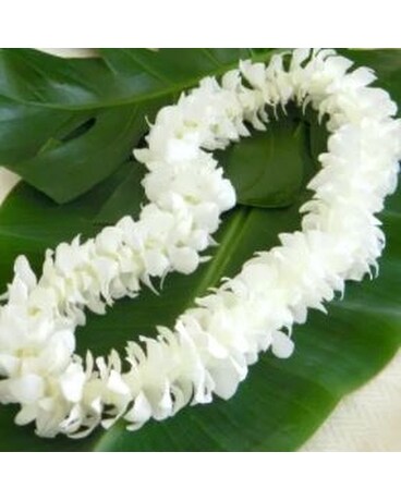 Double White Lei Flower Arrangement