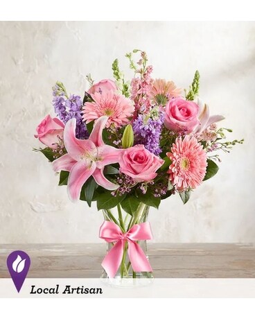 The Pink Ribbon Bouquet Flower Arrangement