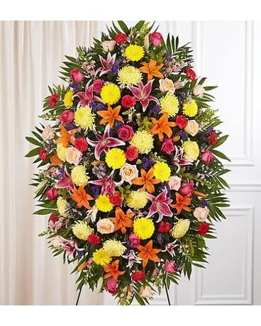 Sympathy Standing Spray - Bright Flower Arrangement