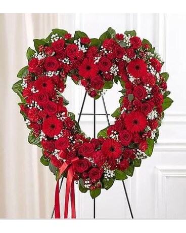 Always Remember™ Floral Heart Tribute- Red Flower Arrangement