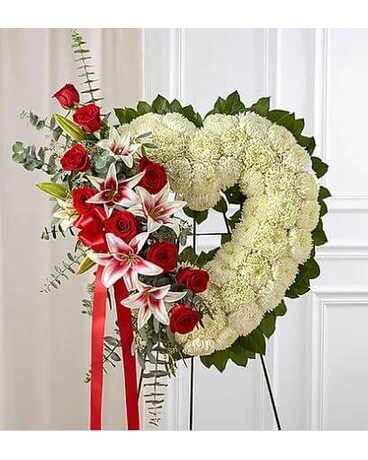 Always Remember™ Heart Tribute - Red Rose & Lily Flower Arrangement