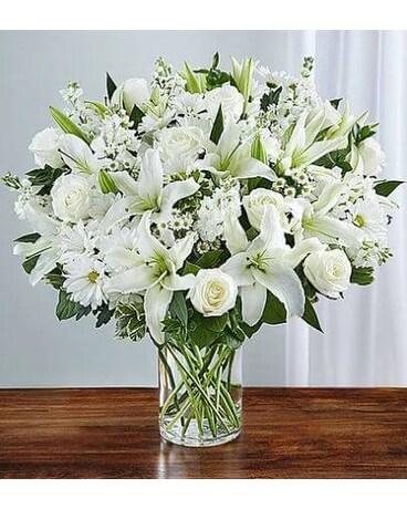 Sincerest Sorrow™ All White Flower Arrangement