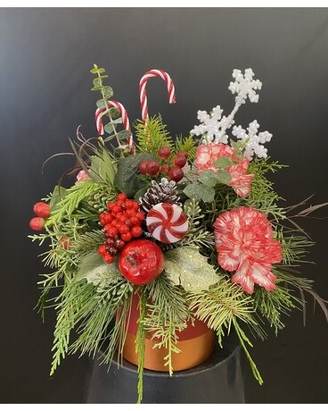 Festive Peppermint Flower Arrangement