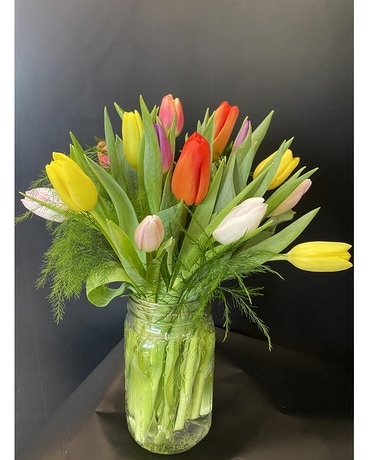 Technicolour Tulips Flower Arrangement