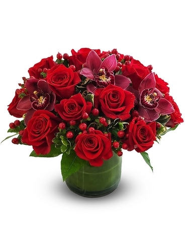 Romantic Roses and Orchids Flower Arrangement