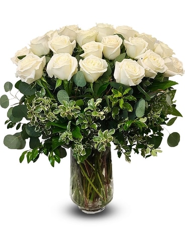 White Dreamscape- 2 Dozen White Roses Flower Arrangement