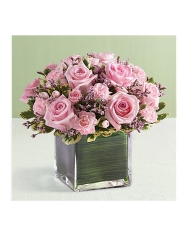 8 Pink Rose And Mini Carnations Cube Mf148508s In Palm Desert Ca 8 Pink Rose And Mini Carnations Cube