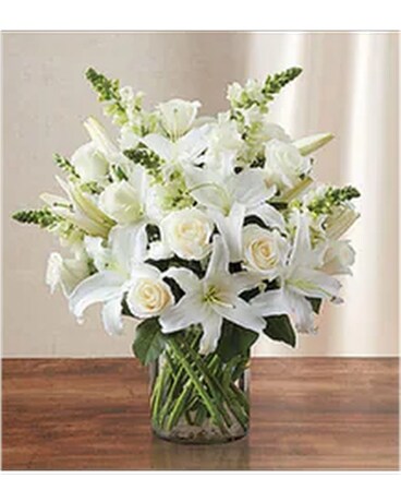 Classic All-White Arrangement -#MF90303L Flower Arrangement