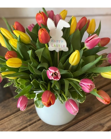 Bunny Bunch of Tulips Flower Arrangement