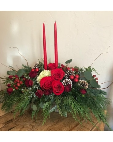 The Flower Shoppe's Christmas Centerpiece Flower Arrangement