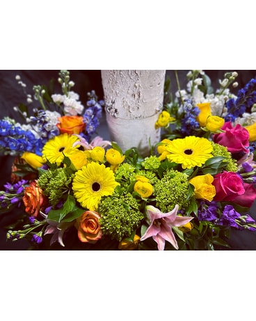 Colorful Cremation Urn Flower Arrangement