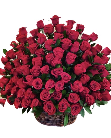 Sympathy Basket of Roses Flower Arrangement