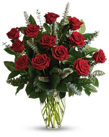 1 Dozen Long Stem Red Roses Or Select Your Color! Flower Arrangement