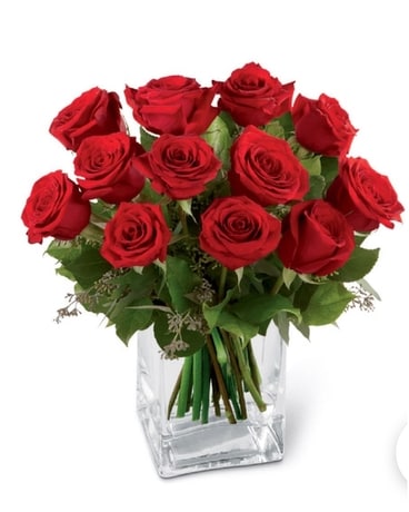 Dozen Roses Modern Low - YOU CHOOSE THE COLOR Flower Arrangement
