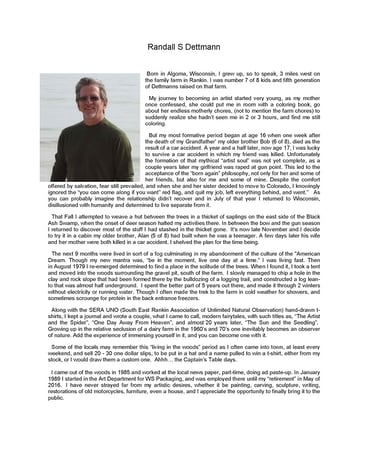 Randall S Dettmann Artist Statement Gifts