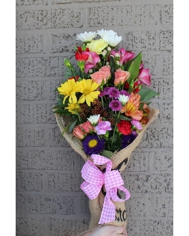 HAND WRAPPED SPRING MIX Flower Arrangement