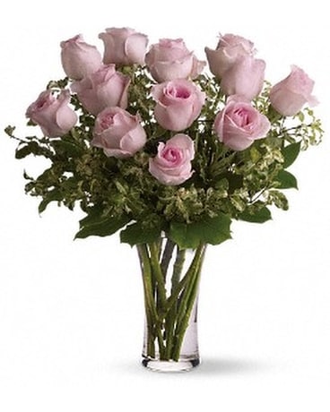 A Dozen Pink Roses Flower Arrangement