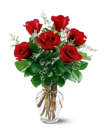 6 Red Roses Flower Arrangement