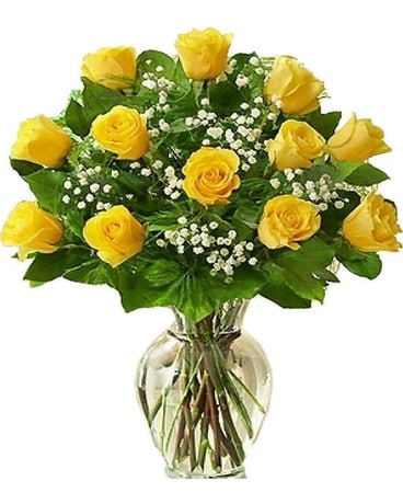 One Dozen Yellow Roses Flower Arrangement