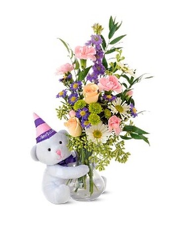 Teleflora's Party Bear - by America's Beautiful Fl Flower Arrangement