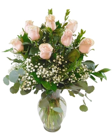 Premium Dozen Light Pink Roses Flower Arrangement