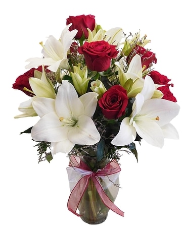 Premium Roses and Lilies Flower Arrangement