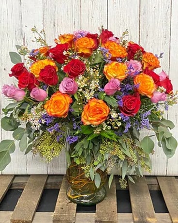 Bobbie's 3 Dozen Mixed Color Roses Flower Arrangement