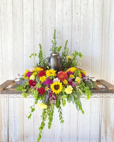 Mixed Flower Urn Wreath Flower Arrangement