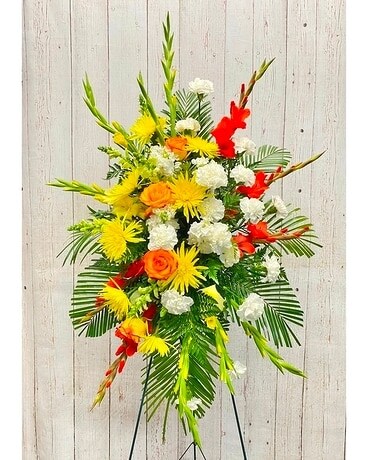 Two Tone Easel Flower Arrangement