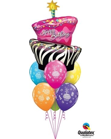 Funky Birthday Cake Balloons Balloon Bouquet