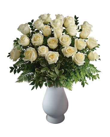 Pure Love White Roses Flower Arrangement