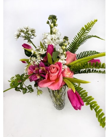 Quartz Crystal Vase Flower Arrangement