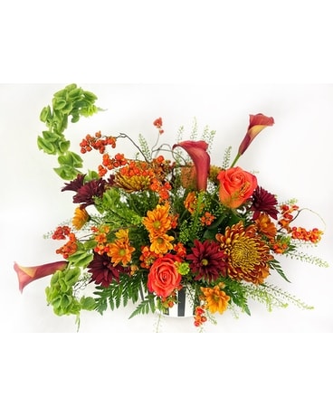 Lydia Fall Compote Flower Arrangement