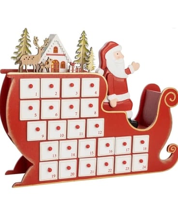 LED Santa Sleigh Advent Calendar Gifts